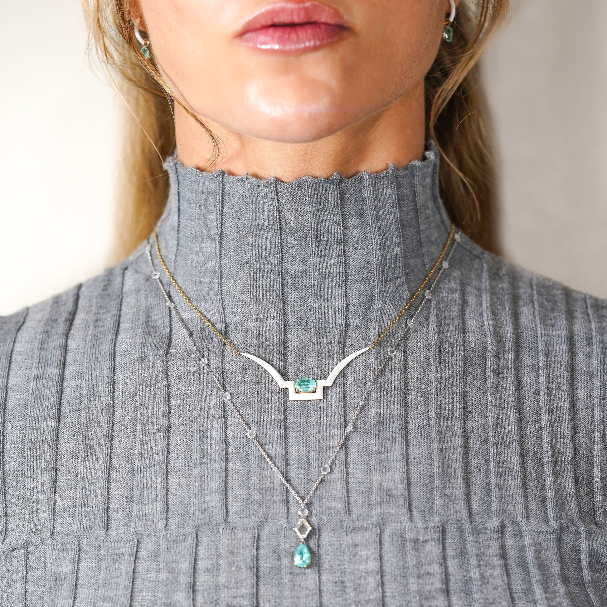 Paraiba and diamond rosary necklace - Ines Nieto London