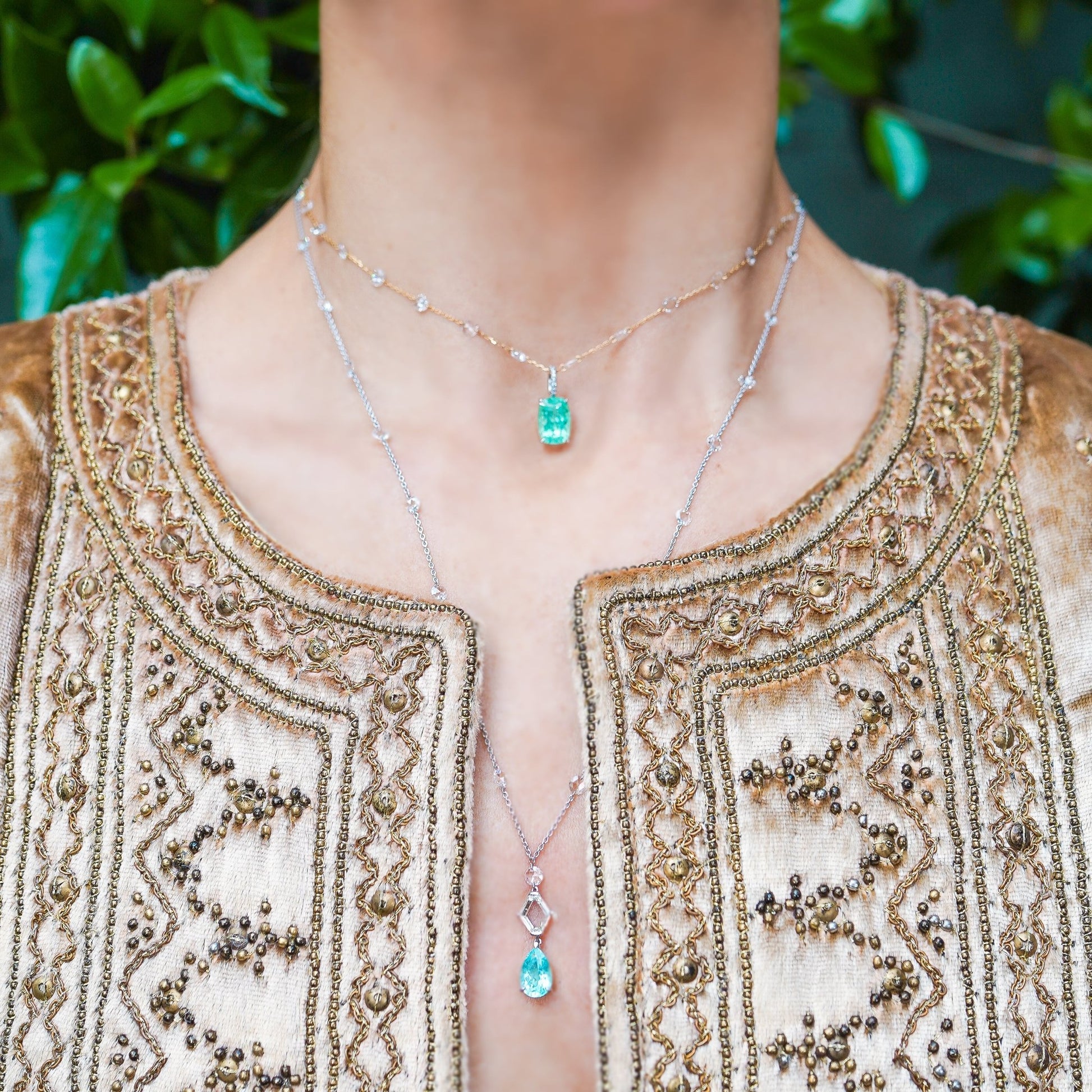 Paraiba and diamond rosary necklace - Ines Nieto London