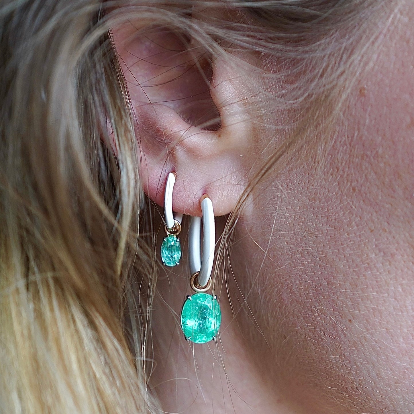 Paraiba white mini hoops - Ines Nieto London