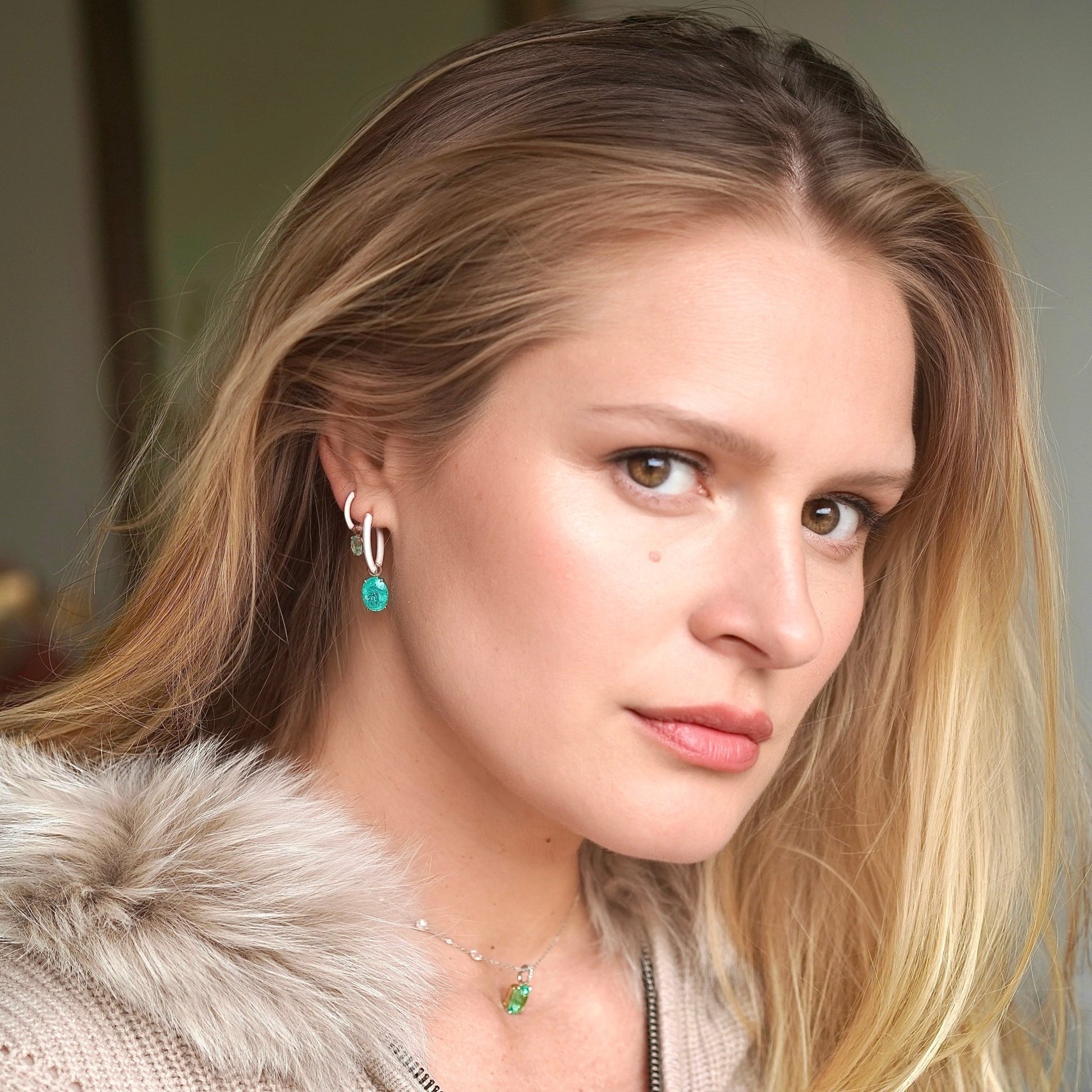 Paraiba white mini hoops - Ines Nieto London