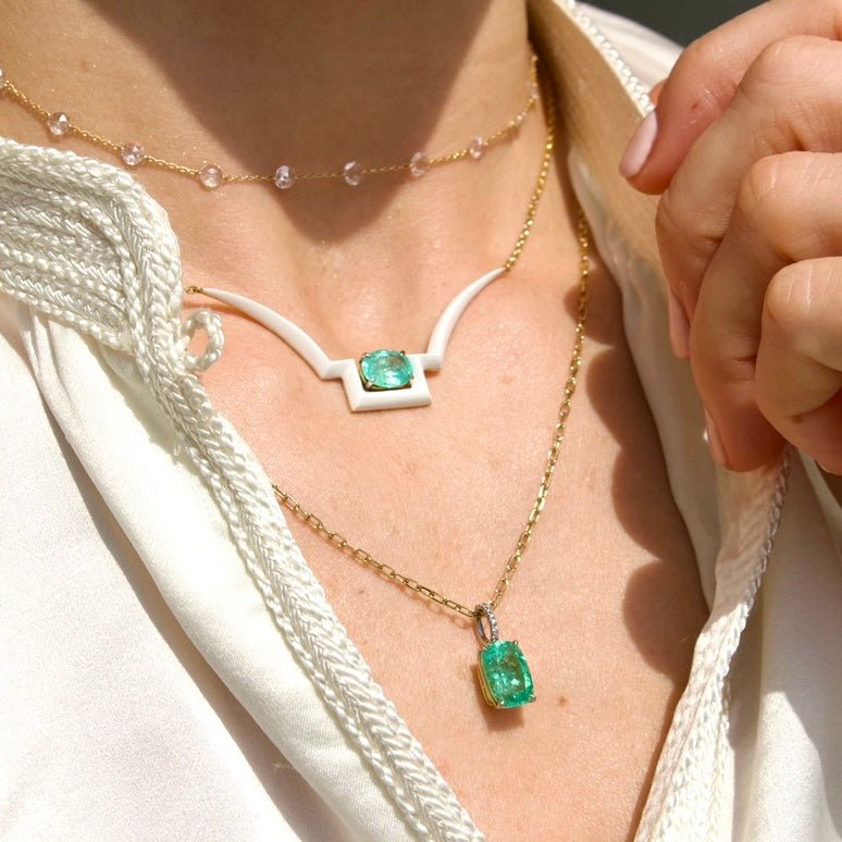 Taura necklace with 1.50 ct. oval paraiba tourmaline - Ines Nieto London