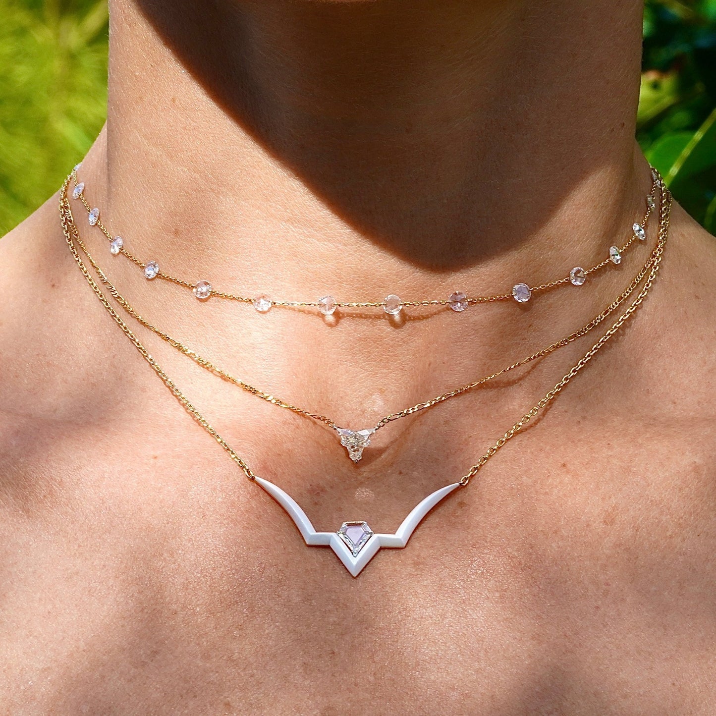Taura necklace with shield portrait cut diamond - Ines Nieto London