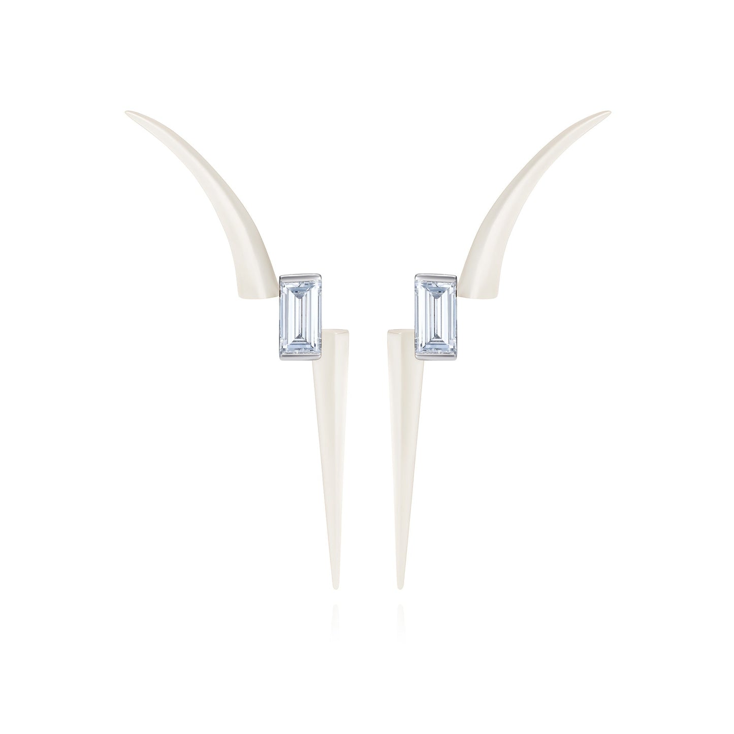 White Taura earrings with diamonds - Ines Nieto London